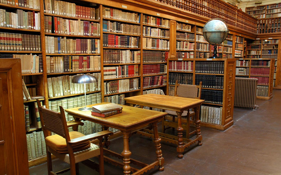 Inside the library of montserrat monastery near Barcelona.