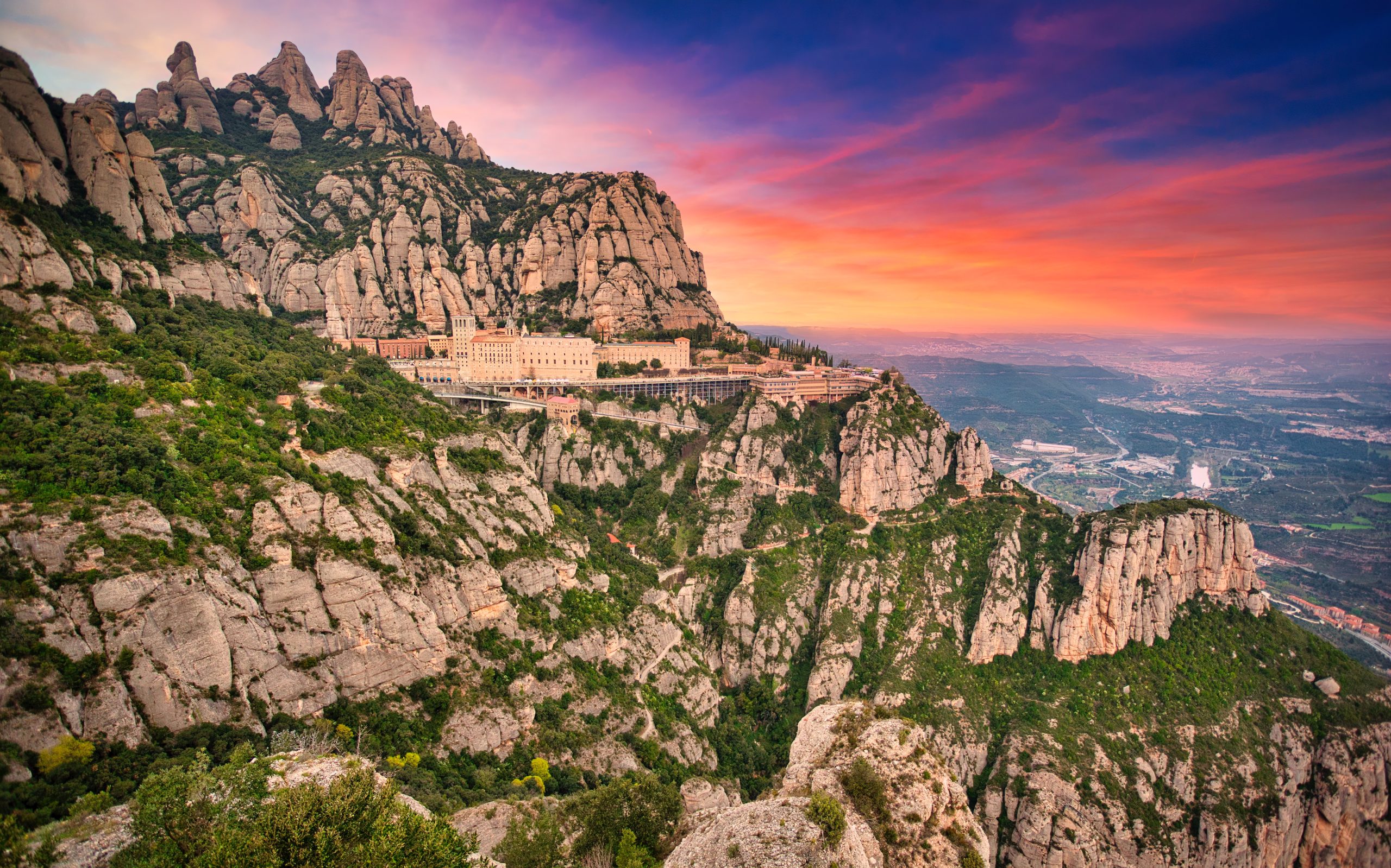 montserrat monastery by sunset