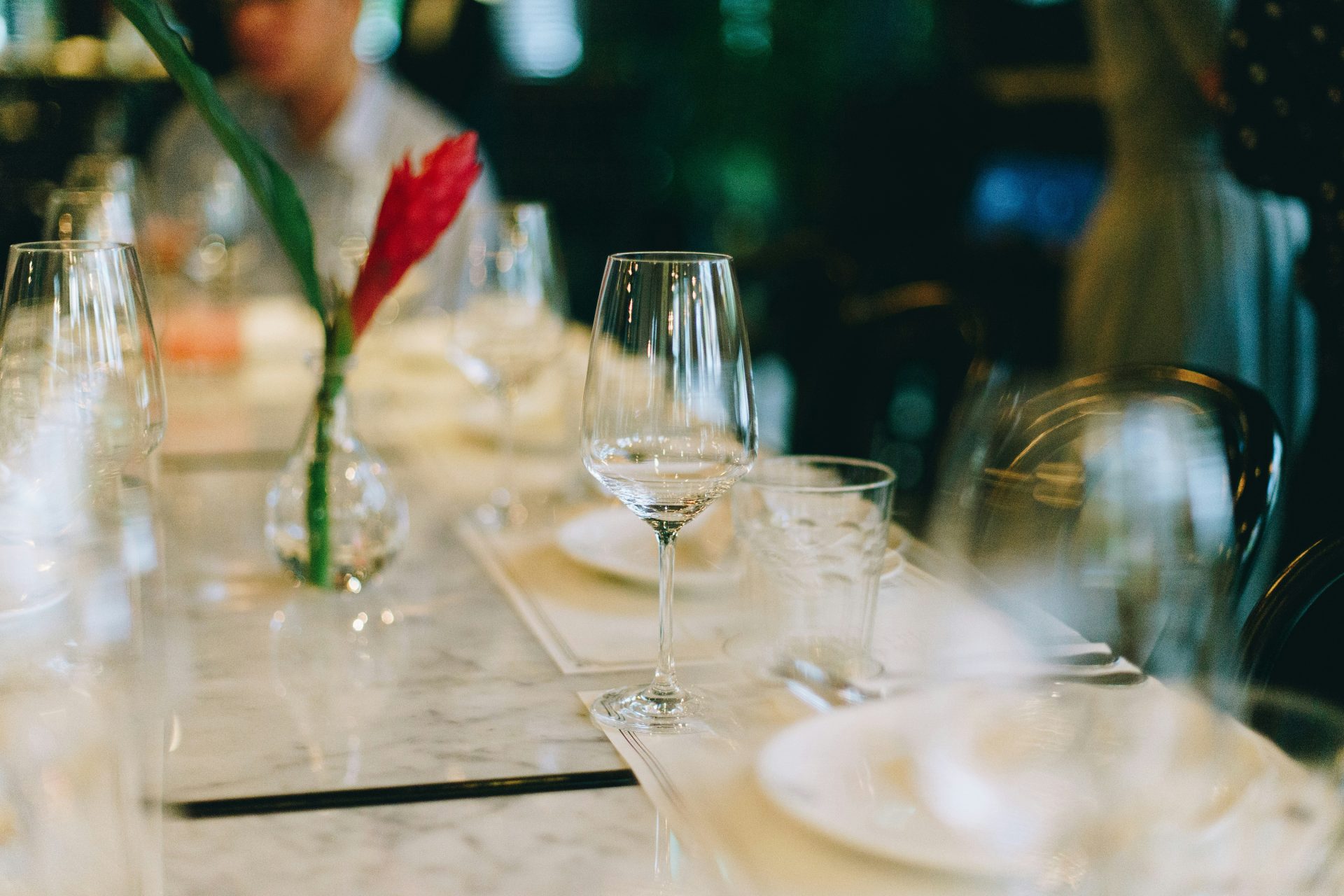Close up image of a dining table at a Michelin Star restaurant in Barcelona.