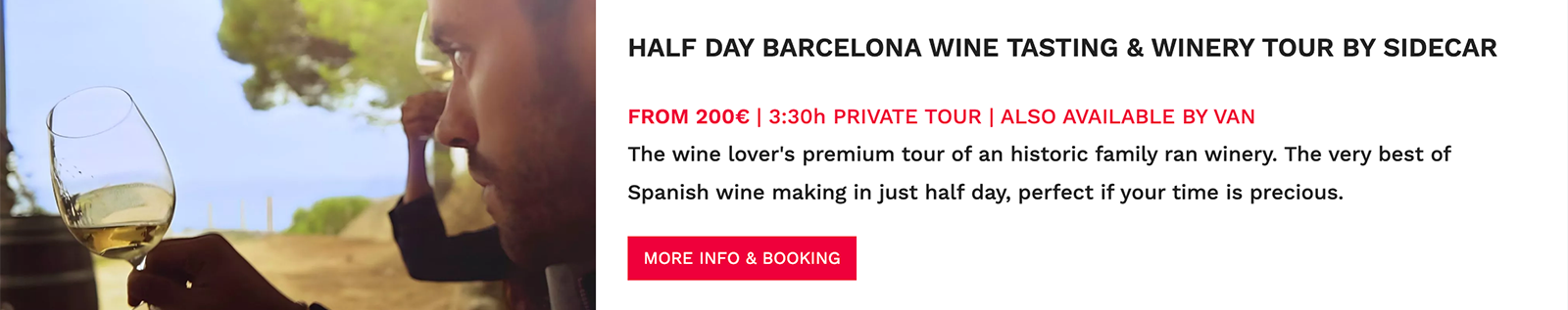 Follow this link for more info and booking of the Private Half Day Wine Tasting and Winery Tour by Sidecar Motorcycle with BrightSide Tours.
