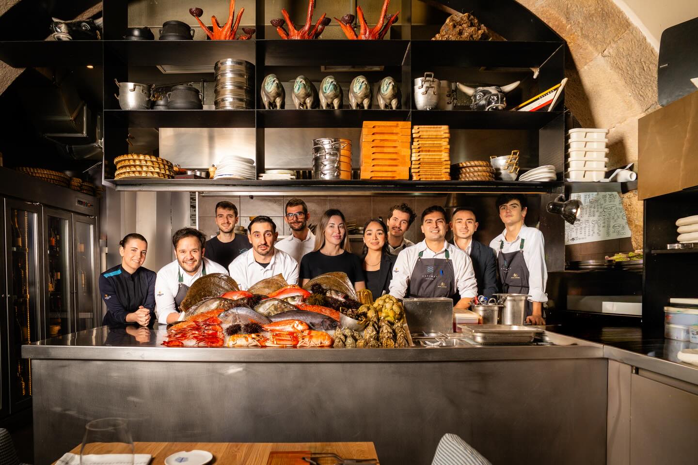 The team at restaurant Estimar, Barcelona seafood experts.
