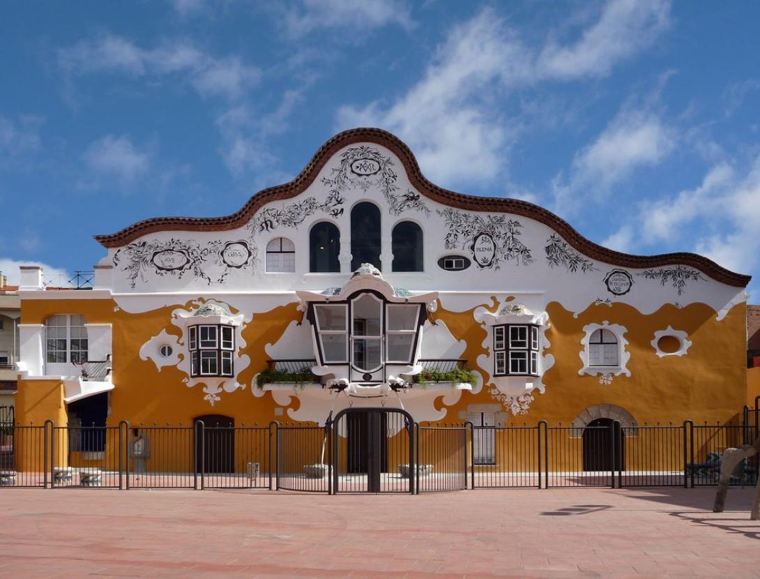 Main facade of Centre Jujol - Can Negre at Sant Joan Despi outside of Barcelona.