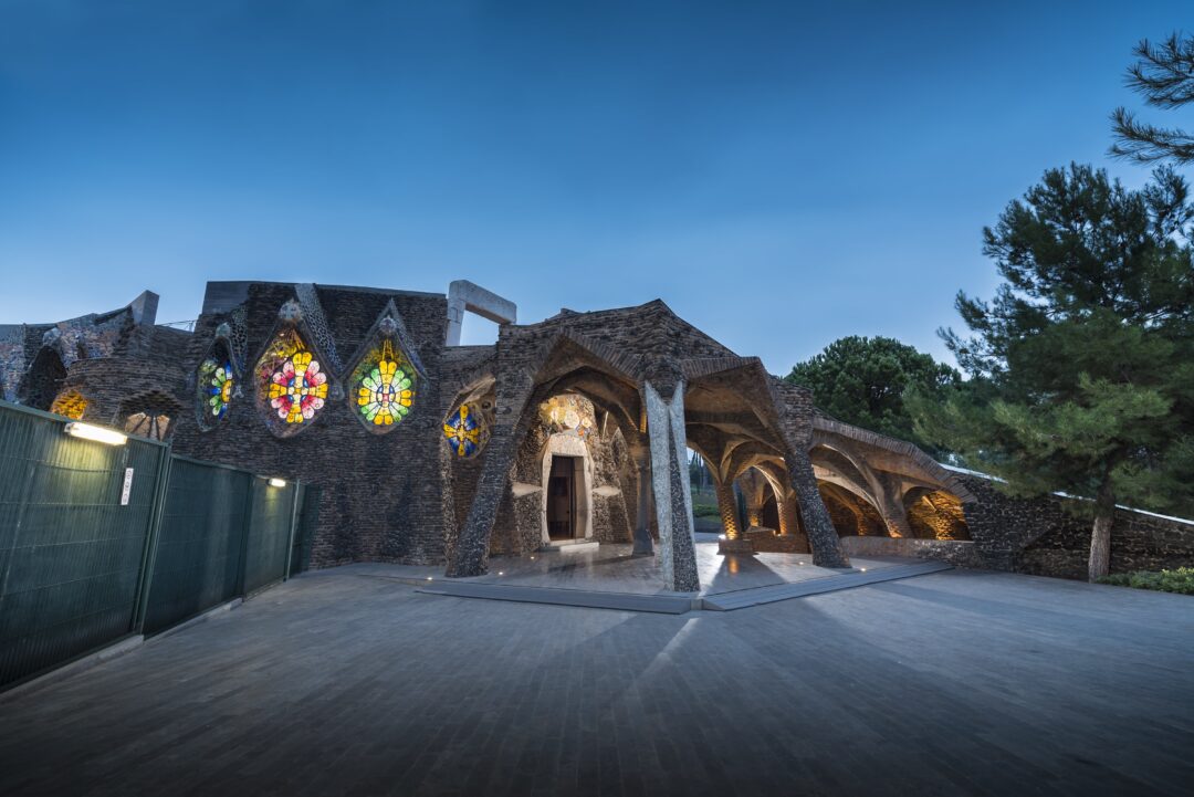 Catalan Modernist architecture style chapel Cripta Guell.
