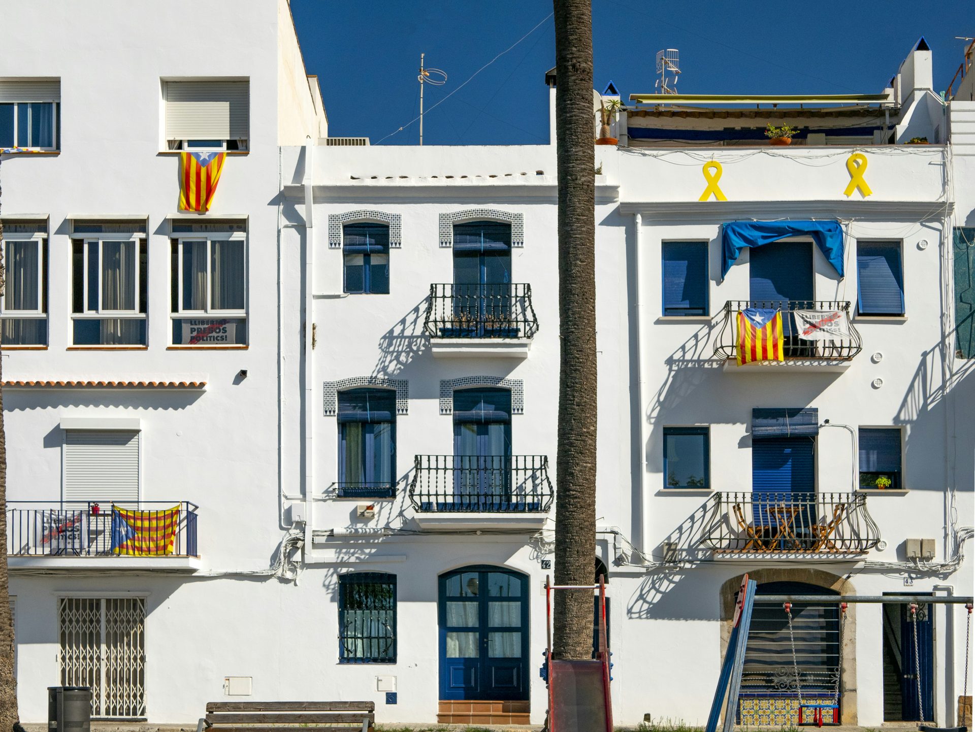 Beachfront houses at Vilanova i La Geltru town near Barcelona.