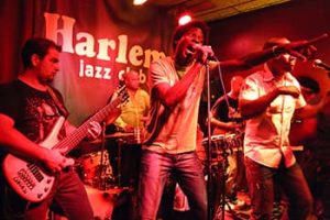 band playing on stage of harlem jazz club in barcelona